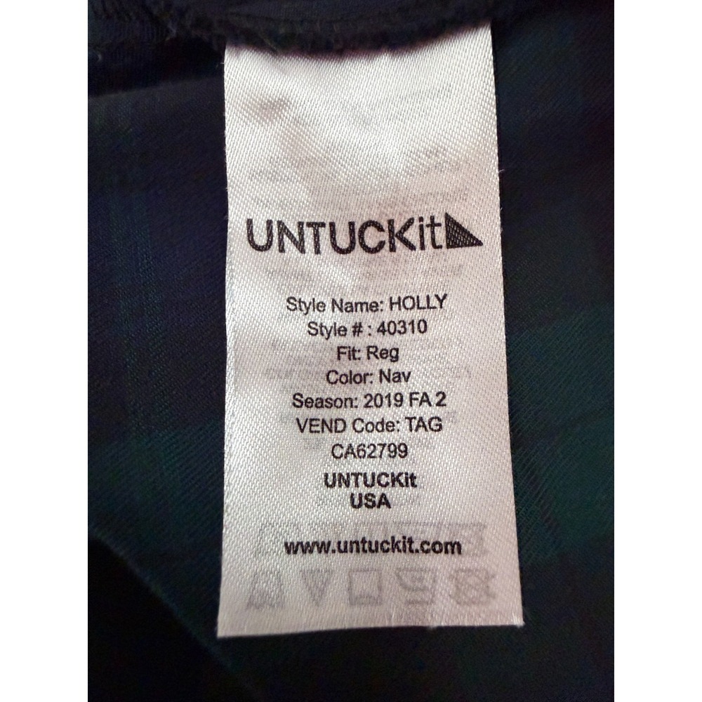 UNTUCKit Holly Shirt Dress Womens 4 Blue Green Tartan Dark Academia Heritage - Picture 14 of 16